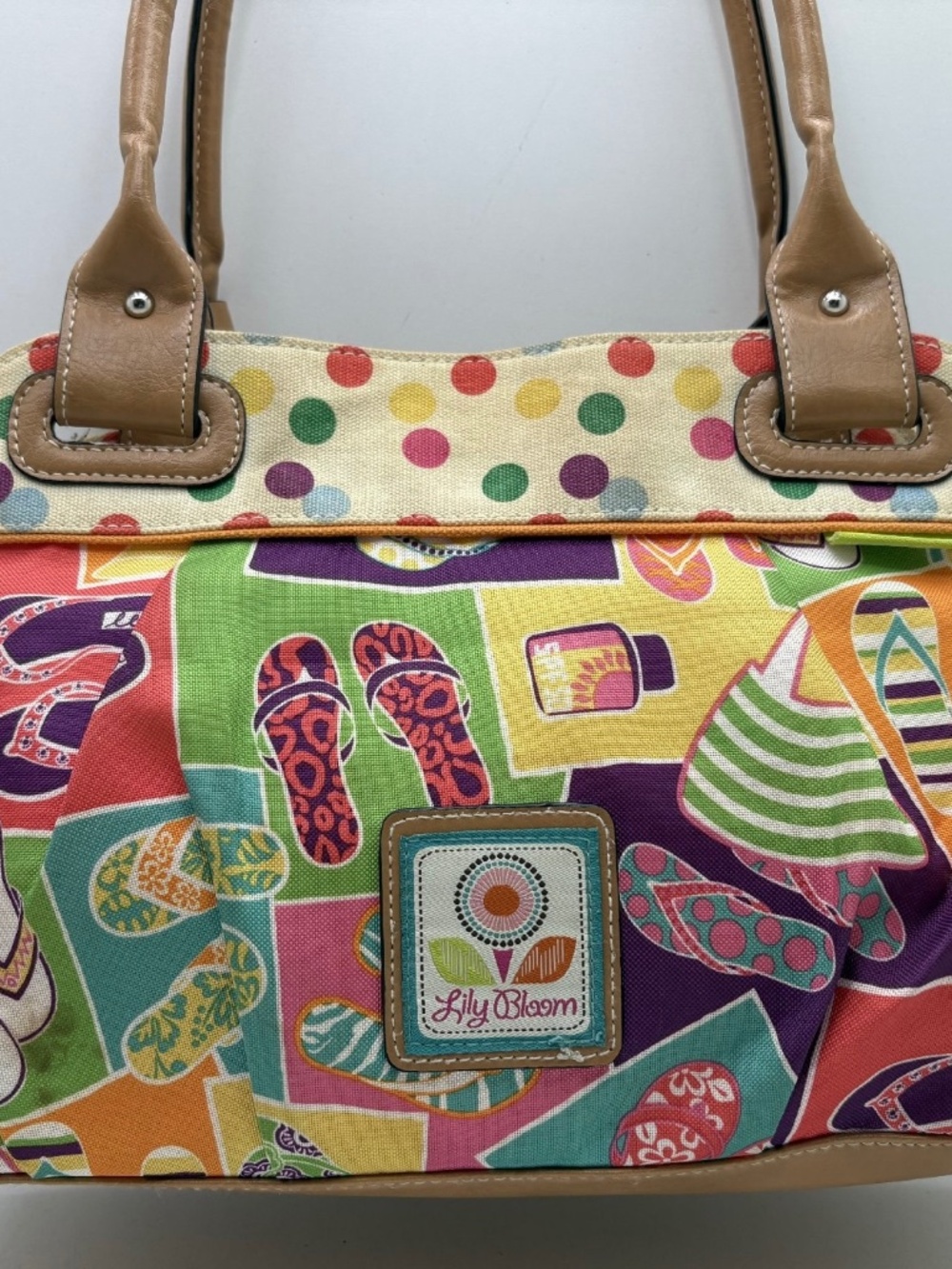 Lily Bloom Women’s Multi Flip Flip Patterned Satchel Bag Purse